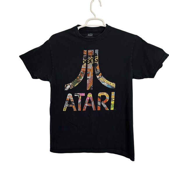 Atari Graphic Logo Black T-Shirt Mens Large Retro Design Short Sleeve Gaming - Picture 1 of 5